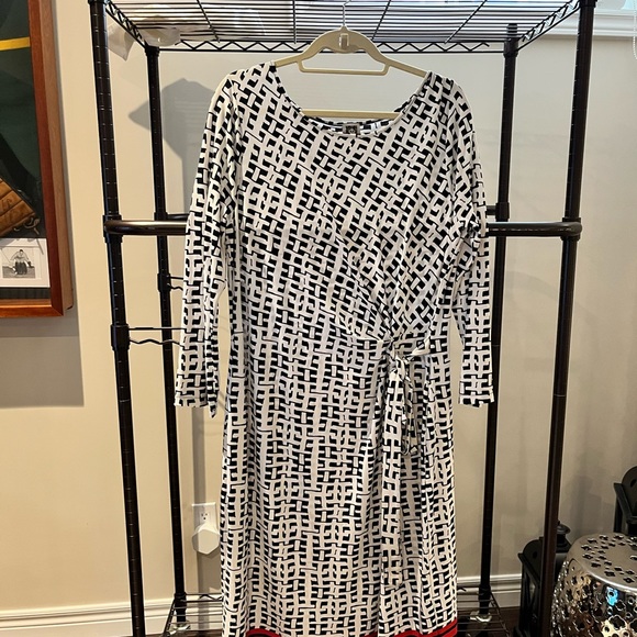 Anne Klein stretch side tie shift geometric print - Picture 6 of 9